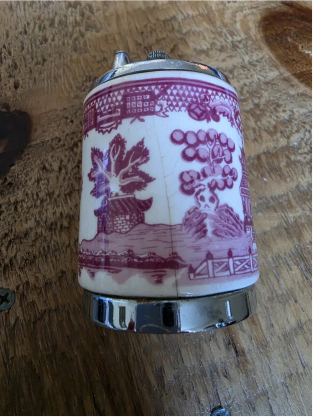 Vintage George S Thompson Pink Willow Ceramic Pepper Mill Grinder Los Angeles